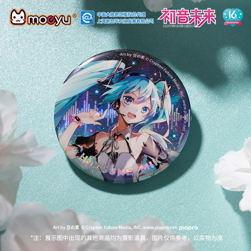 Hatsune Miku 16th Anniversary Glitter Holographic Badge Pin Official Vocaloid Can Badge