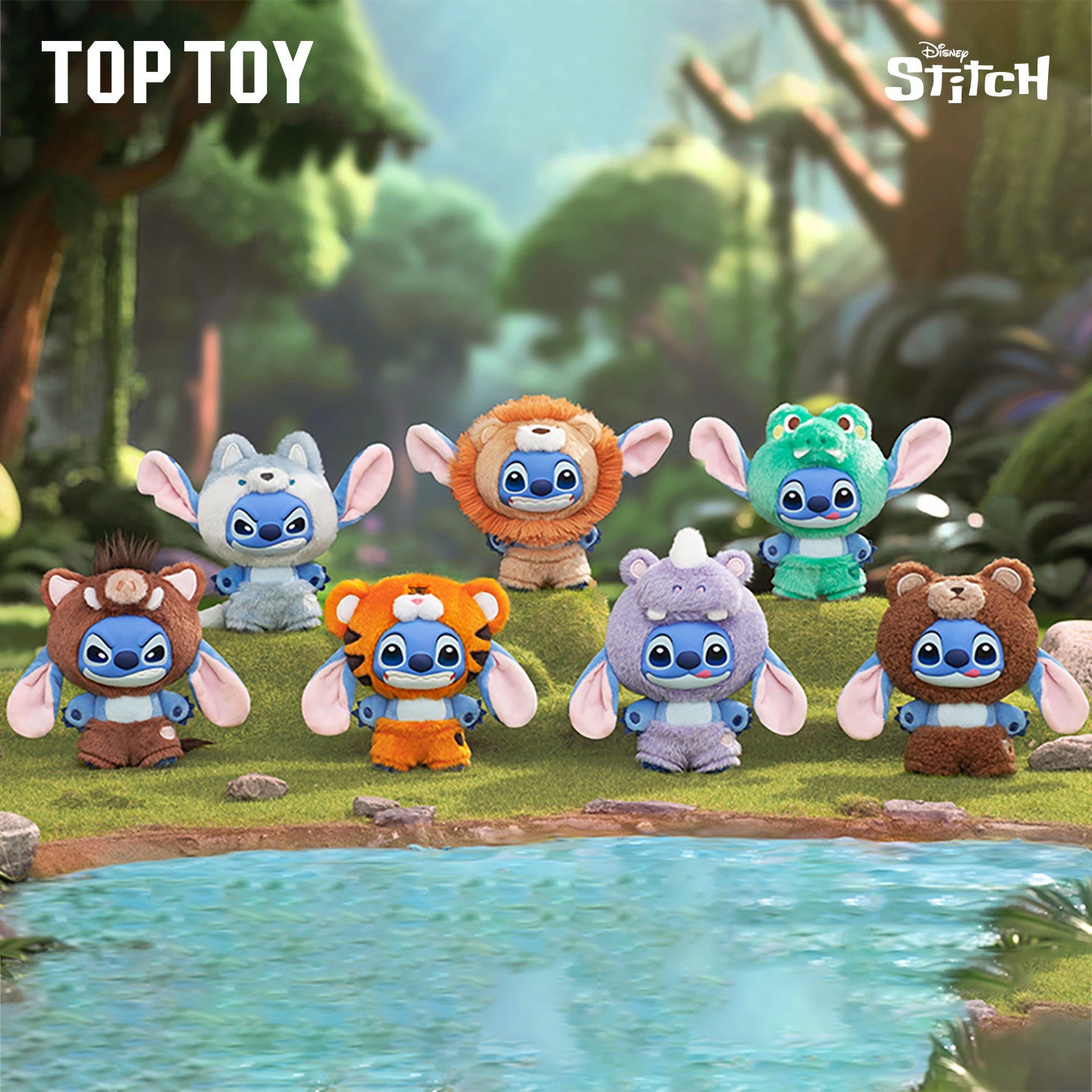TOPTOY Disney Stitch Wild Animal Blind Box PVC Plush Keychain