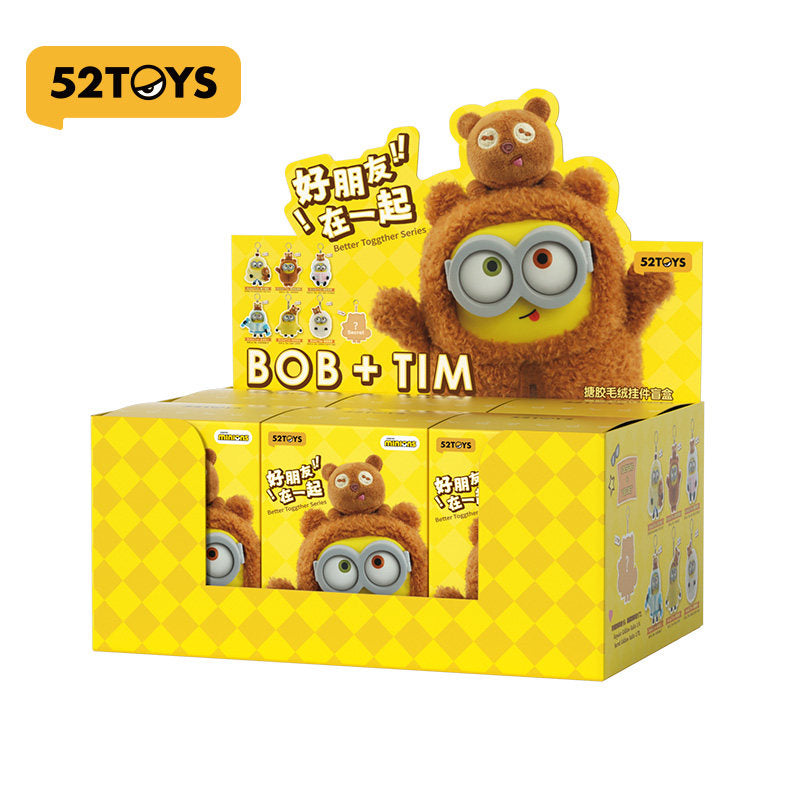 52TOYS Minions Bob & Tim Better Together Plush Keychain Blind Box Official