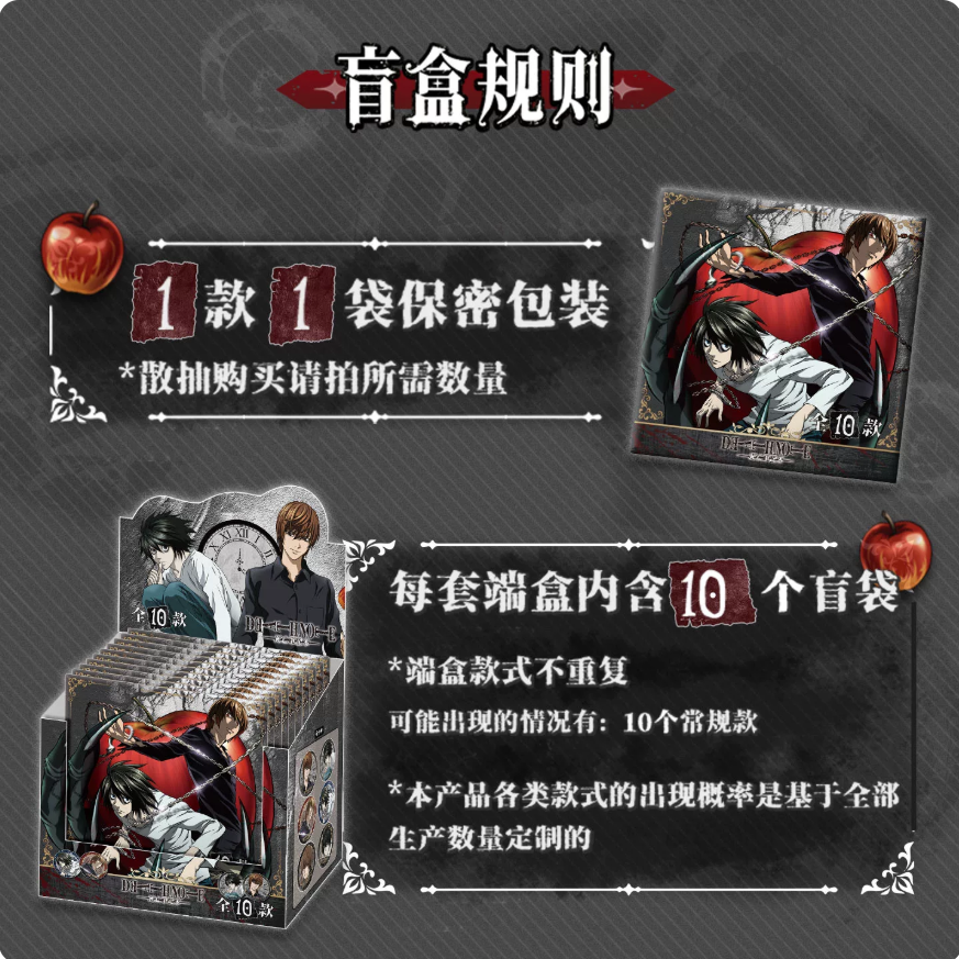 Death Note Light Yagami & L Button Pin Blind Bag with Collectible Card
