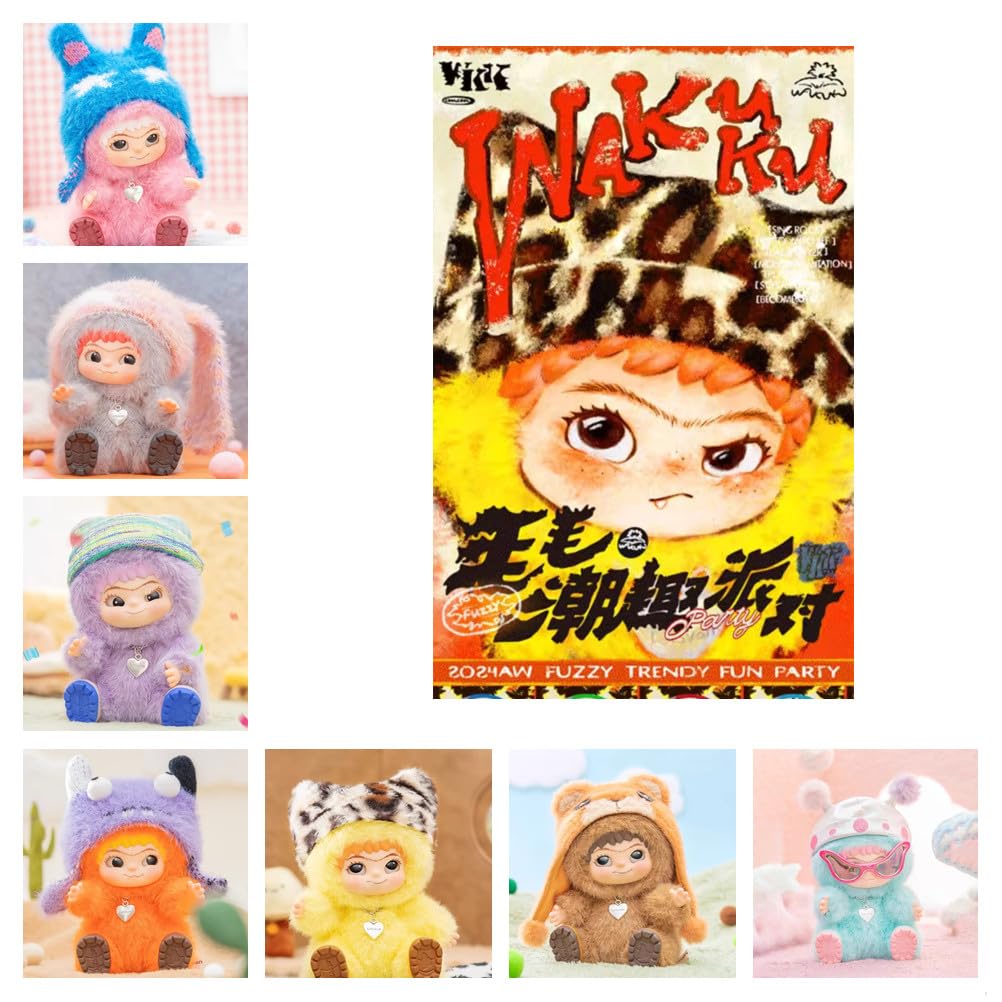MINISO Wakuku Plush Blind Box Fuzzy Trendy Fun Party Series Keychain