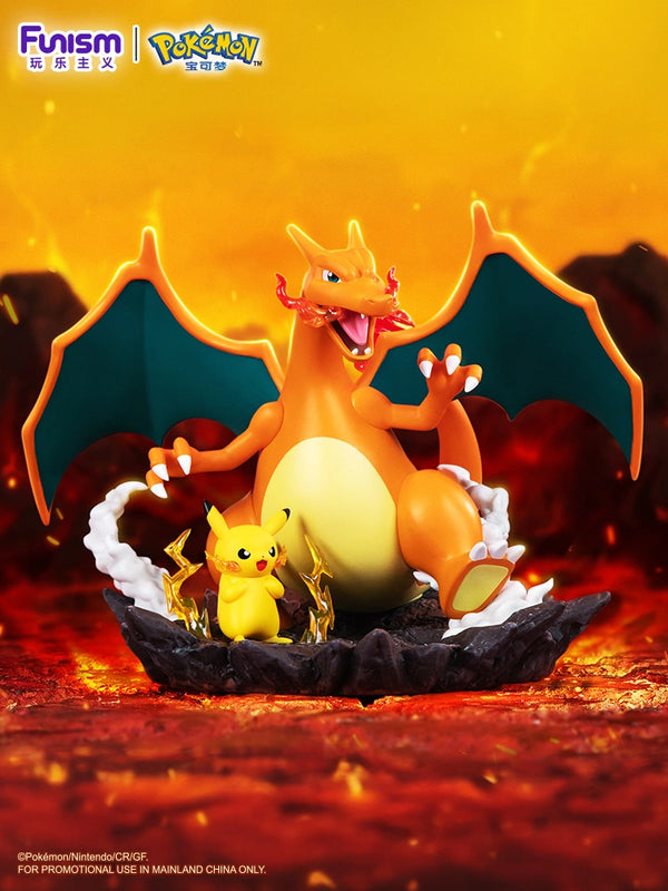 FUNISM Medium-Sized Partner Series Figurine - Pikachu & Charizard Diorama Figure