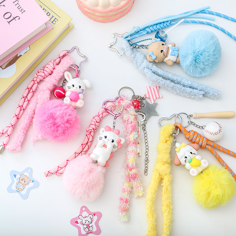 MIKKO Pompom Keychain Blind Box – Kawaii Bag Charm | US Seller Fast Ship