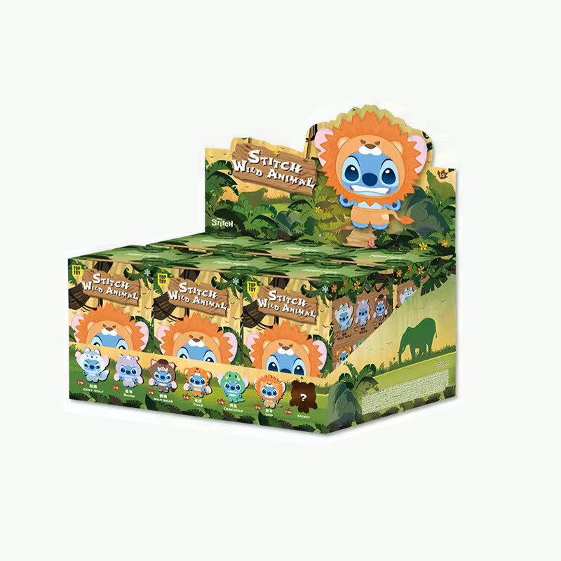 TOPTOY Disney Stitch Wild Animal Blind Box PVC Plush Keychain Figure 1pc/6pc