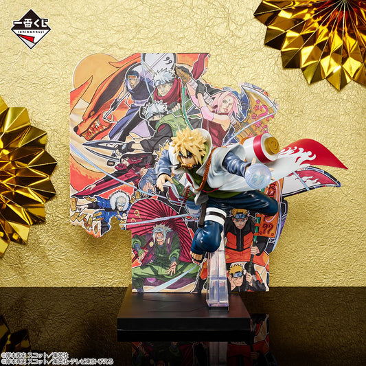 BANDAI Minato Namikaze Figure NARUTOP99 Ichiban Kuji Prize B + Kishimoto Panel