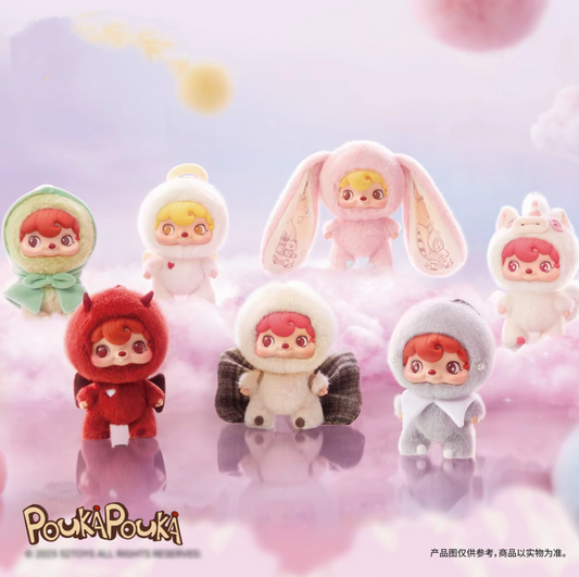 POUKAPOUKA Plush Pendant Blind Box – Vinyl Face Fuzzy Charm Series