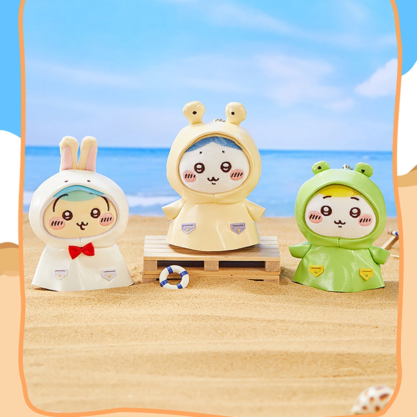 MINISO Chiikawa Usagi Raincoat Plush Keychain Bag Charm 4.9" US Seller