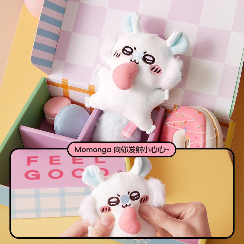 MINISO Chiikawa Momonga Plush Bag Charm Keychain “Peach Heart” 7.2" US Seller