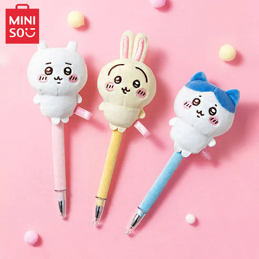 MINISO Chiikawa Plush Ballpoint Pen 7.5in Black Ink (Usagi/Chiikawa/Hachiware)