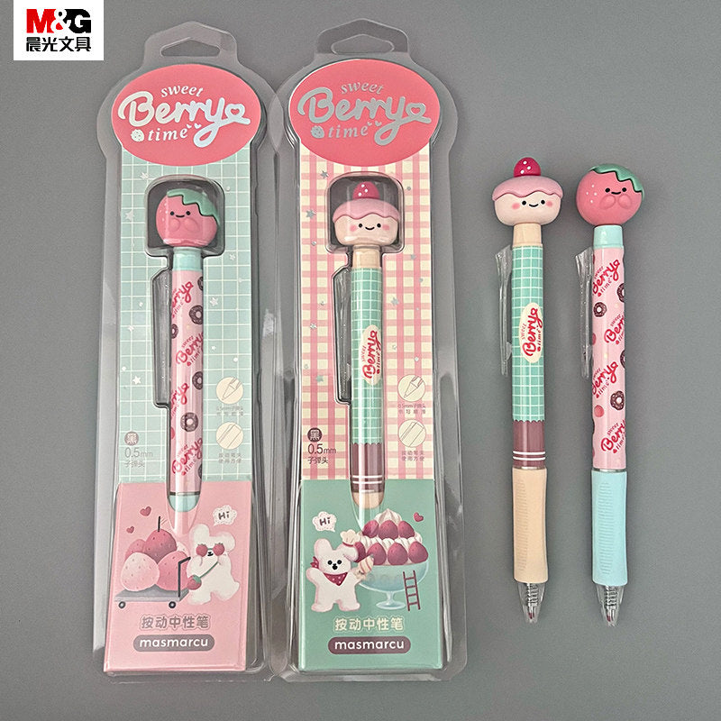 M&G MASMARCU Sweet Berry Time Gel Pen 0.5mm Black Retractable