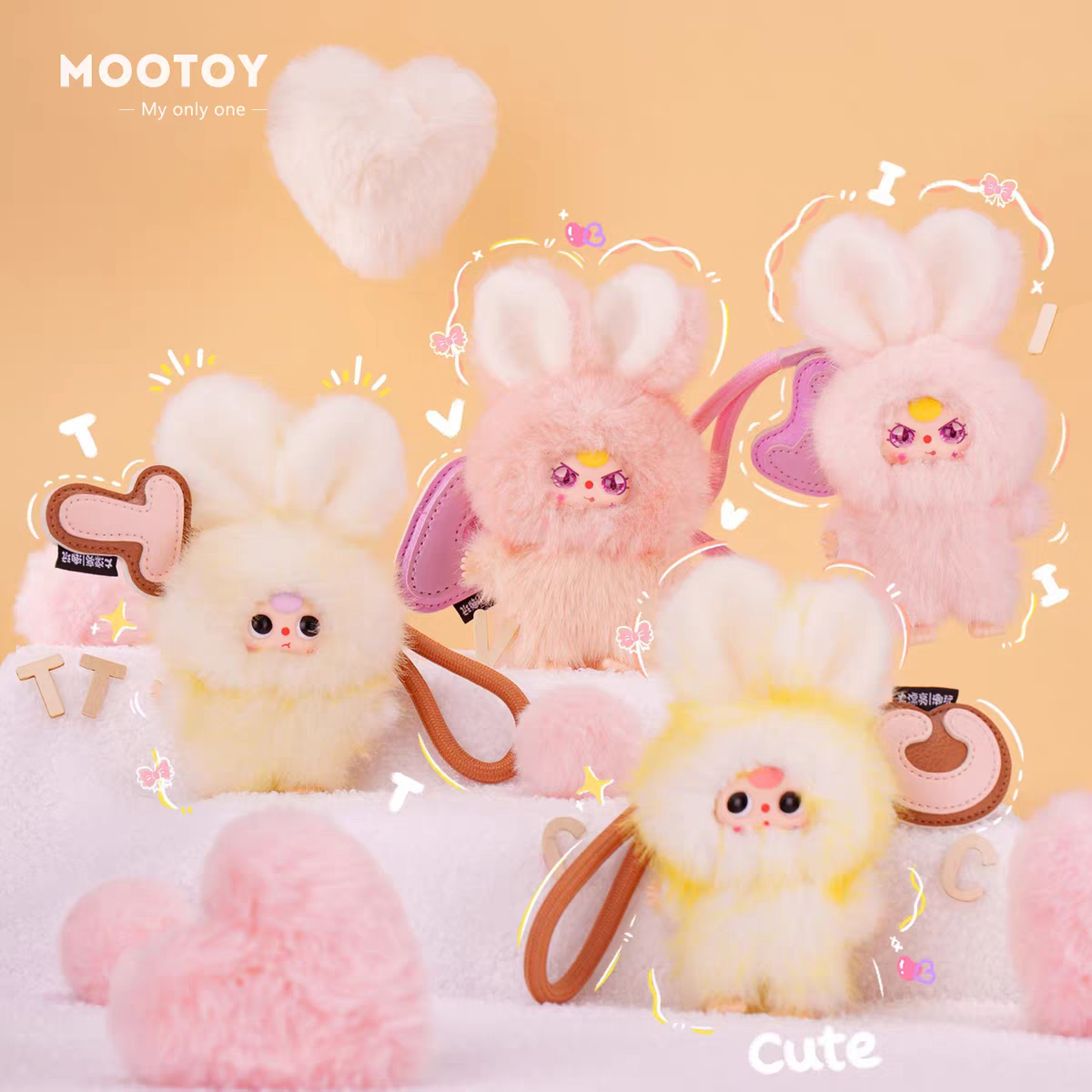 Baby Three Super Mini Bunny Plush Vinyl Keychain Blind Box (28 Styles)