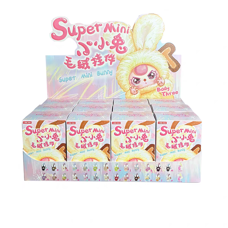 Baby Three Super Mini Bunny Plush Vinyl Keychain Blind Box (28 Styles)