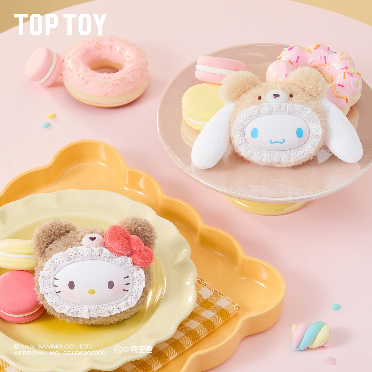 TOP TOY Sanrio Fluffy Teddy Bear Blind Box Plush Keychain Pendant 1pc / 6pc