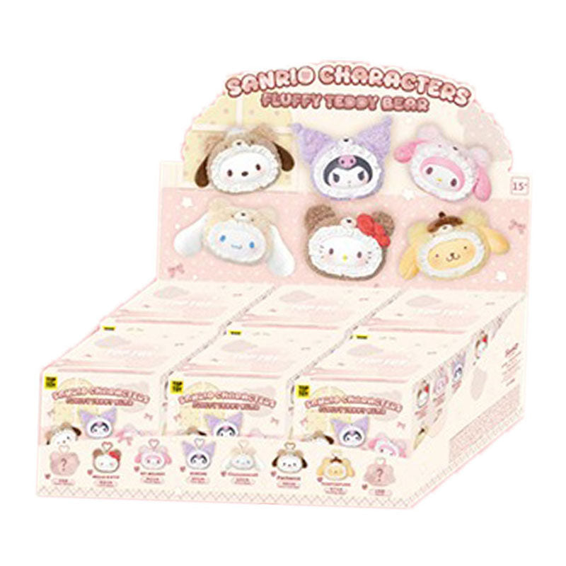 TOP TOY Sanrio Fluffy Teddy Bear Blind Box Plush Keychain Pendant 1pc / 6pc
