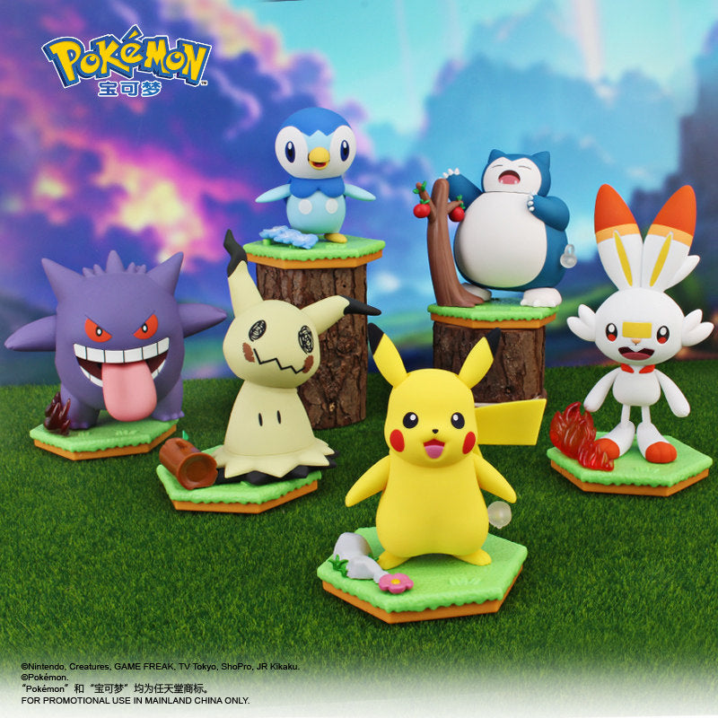 Pokemon Mini Figure Collection Pikachu Gengar Snorlax Mimikyu Piplup Scorbunny
