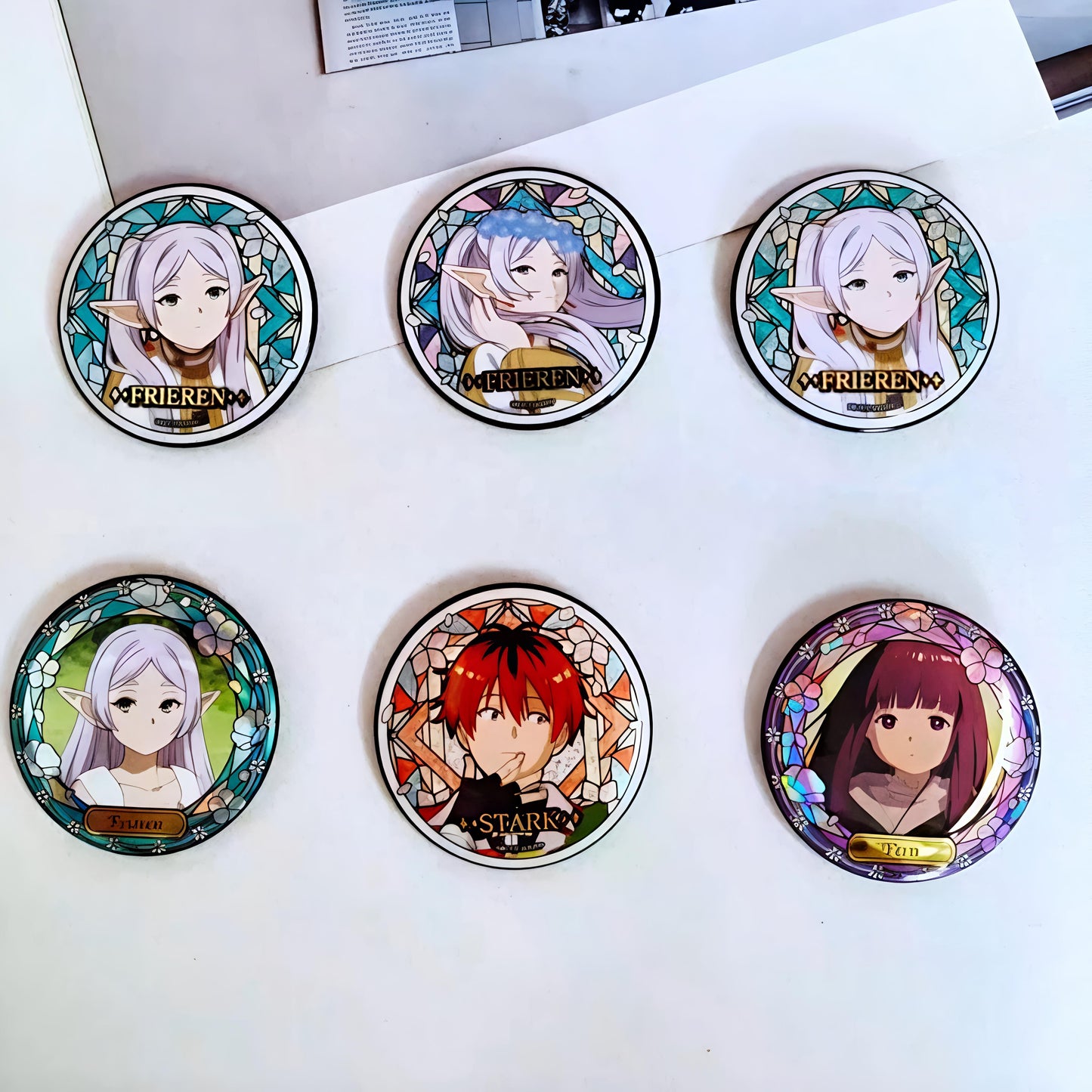 Frieren Beyond Journey's End Stained Glass Badge Blind Pack Anime Pin