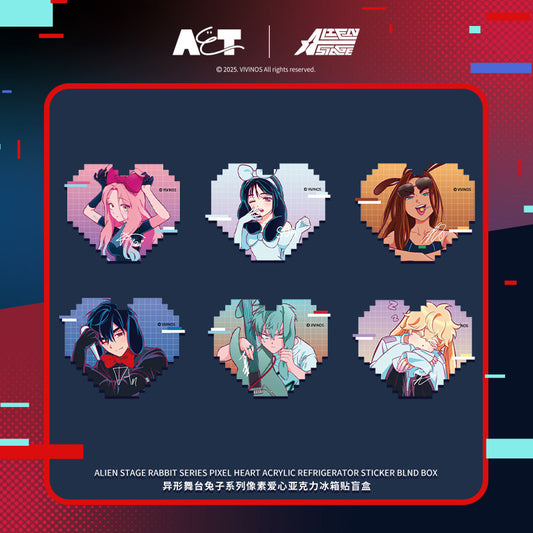 ALIEN STAGE Rabbit Series Pixel Heart Acrylic Refrigerator Magnet Blind Box