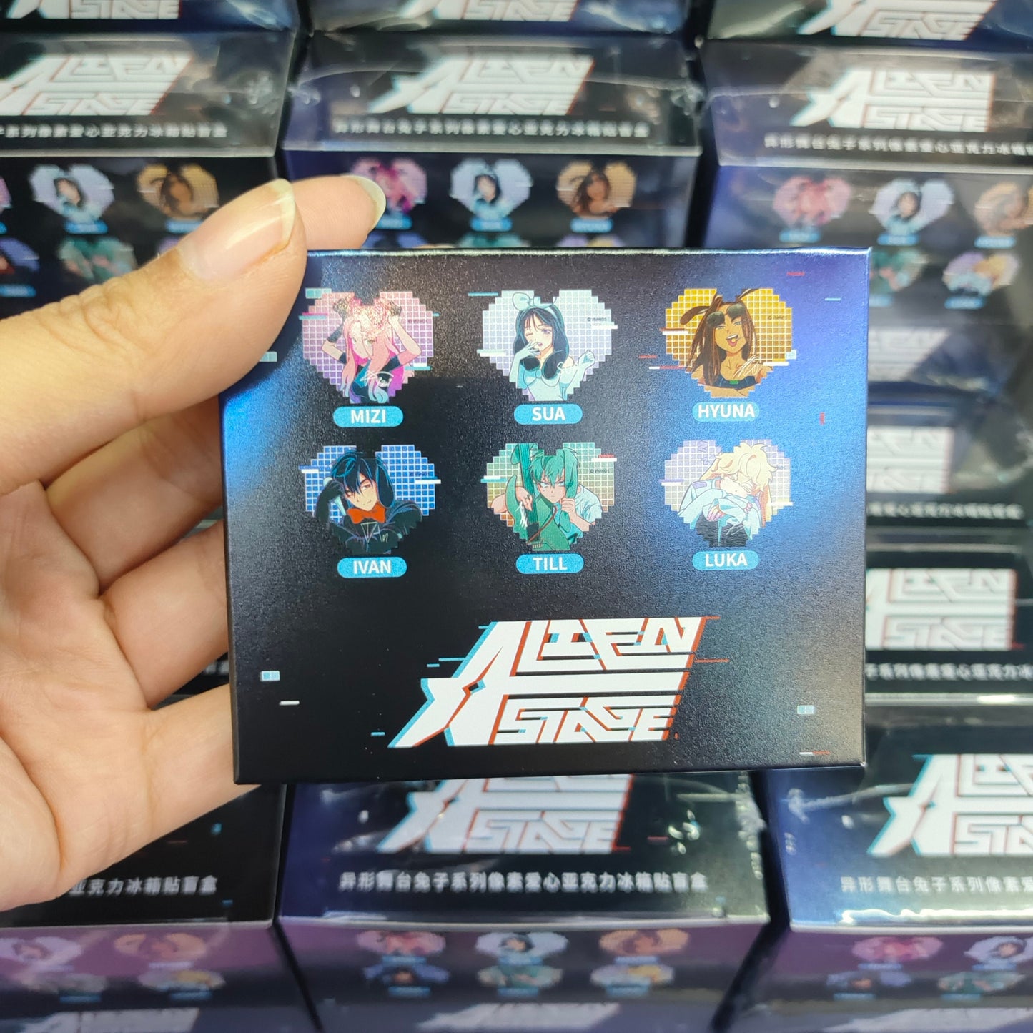 ALIEN STAGE Rabbit Series Pixel Heart Acrylic Refrigerator Magnet Blind Box