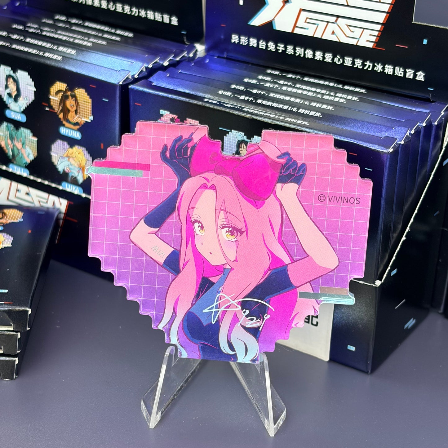 ALIEN STAGE Rabbit Series Pixel Heart Acrylic Refrigerator Magnet Blind Box