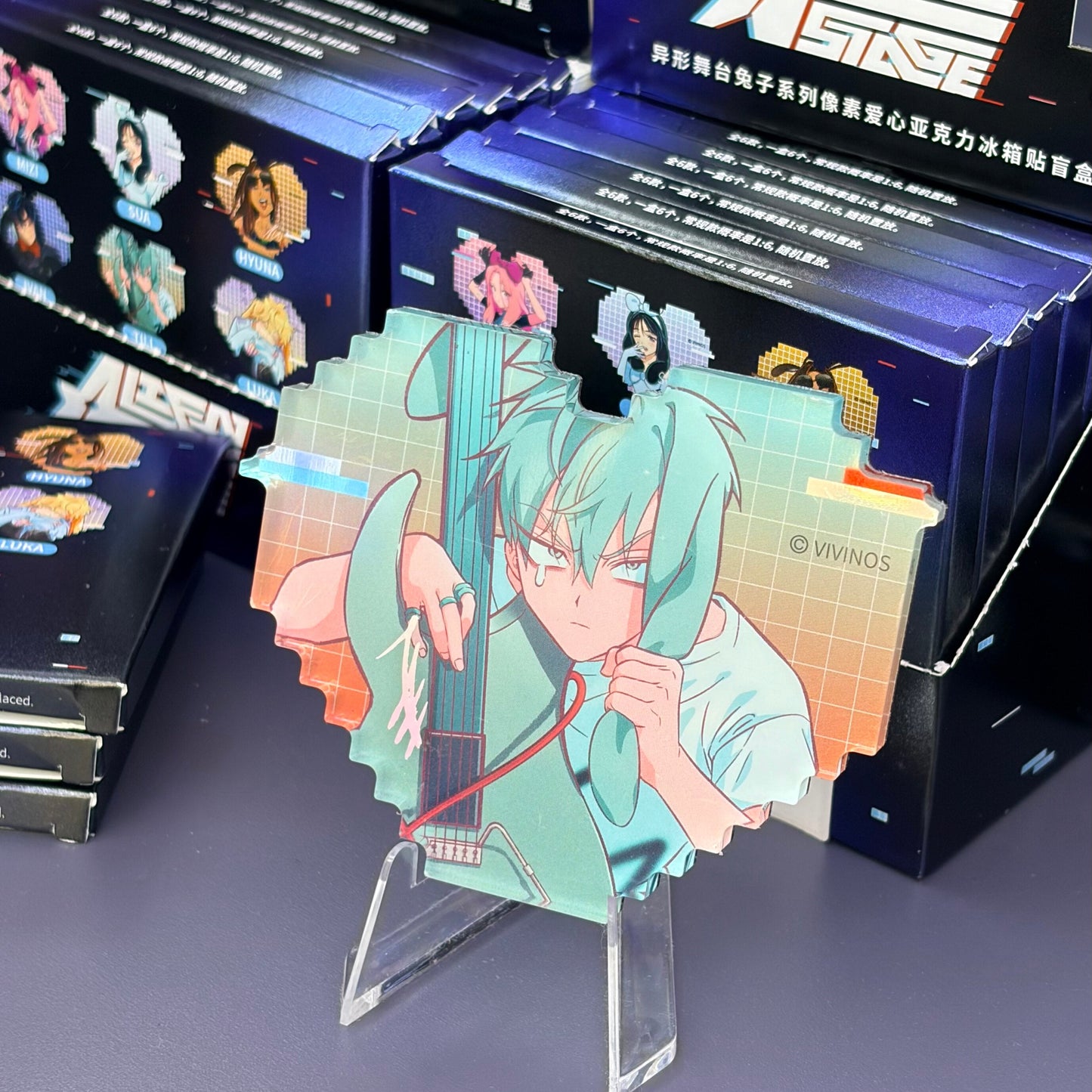 ALIEN STAGE Rabbit Series Pixel Heart Acrylic Refrigerator Magnet Blind Box