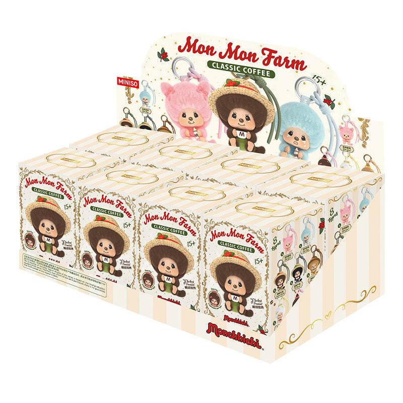 Monchhichi Mon Mon Farm Classic Coffee Face-Changing Pendant Blind Box