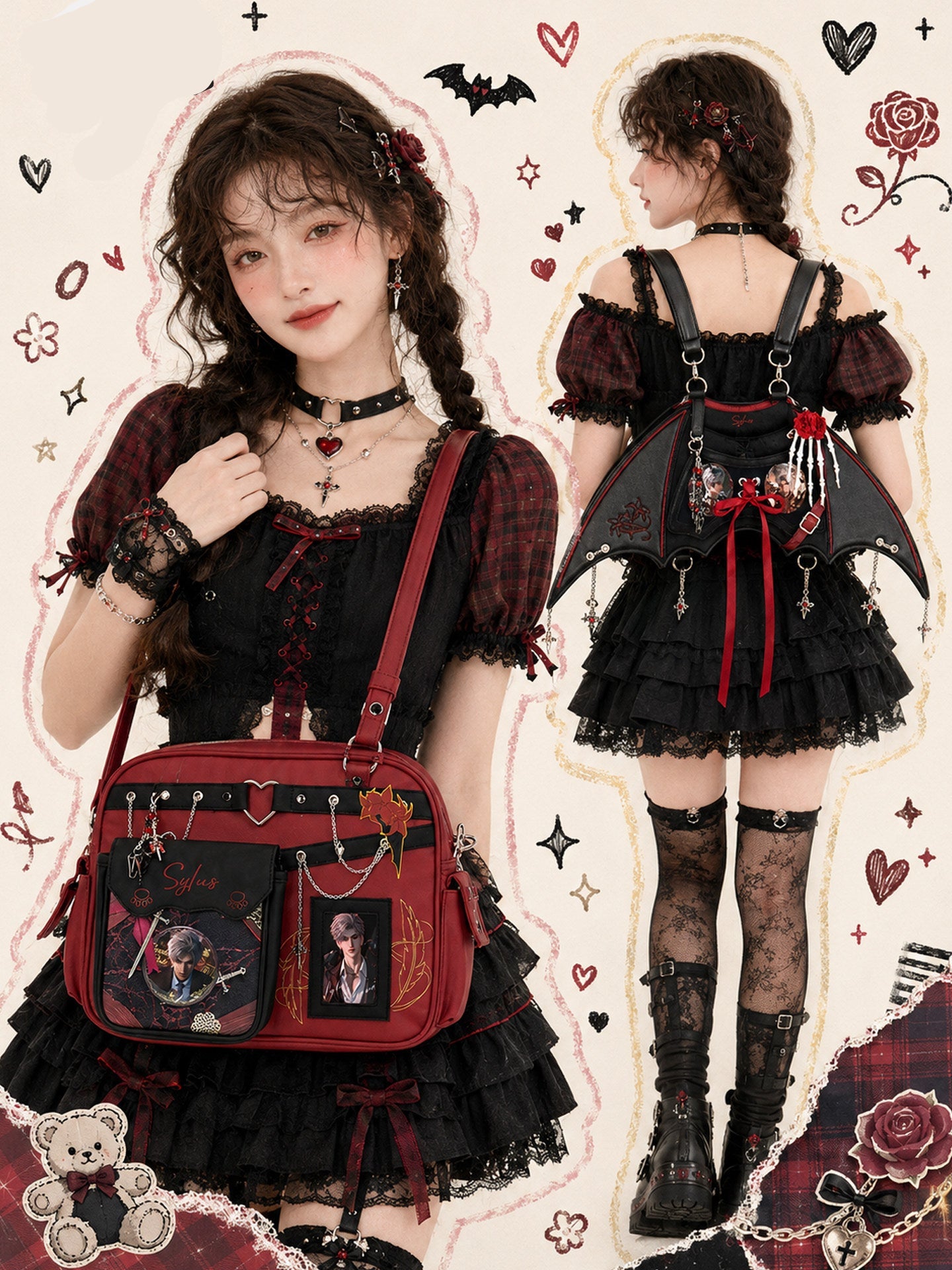 Love and Deepspace Sylus Heart Wing Gothic Ita Bag
