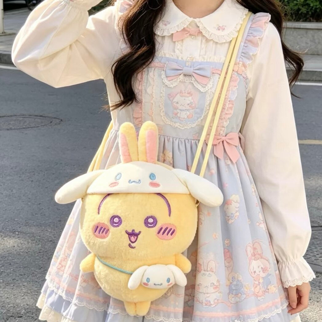MINISO Chiikawa × Sanrio Characters Plush Crossbody Bag