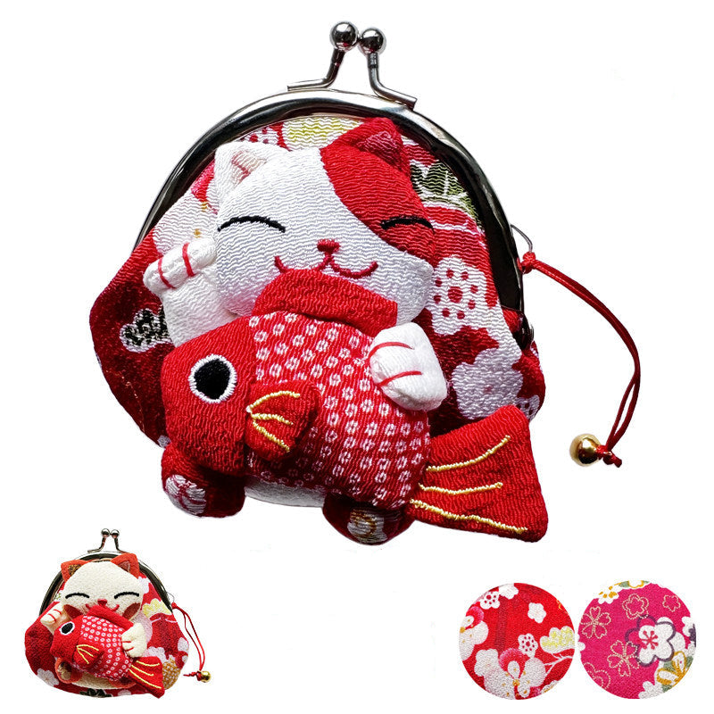 Japanese-Style Maneki Neko Chirimen Coin Purse Blind Box