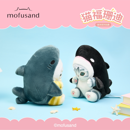 mofusand Ocean Series Cat Plush – Shark & Orca – 10.2 in