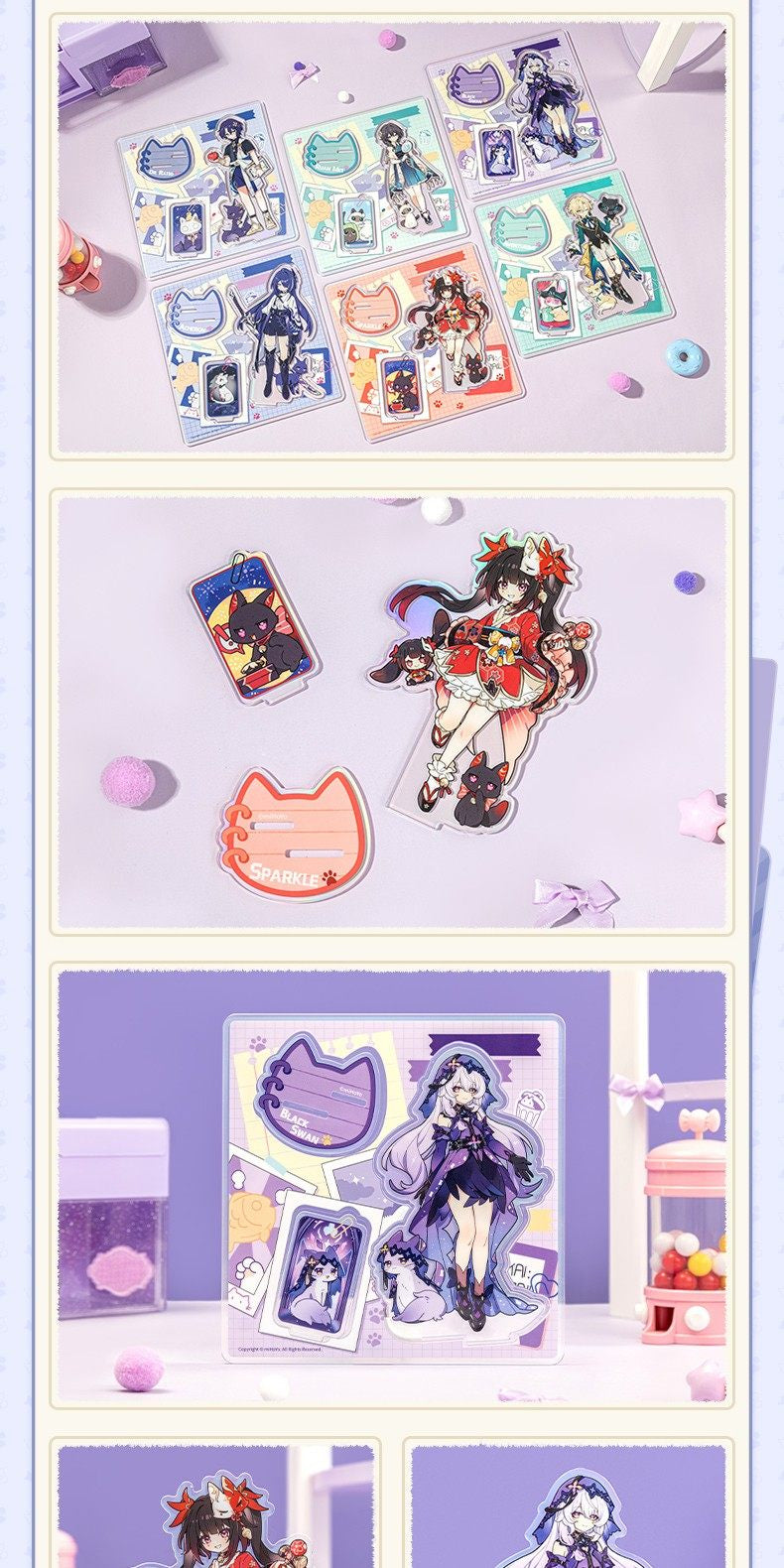 Honkai: Star Rail Cat-Themed Acrylic Stand - Acheron & Sparkle