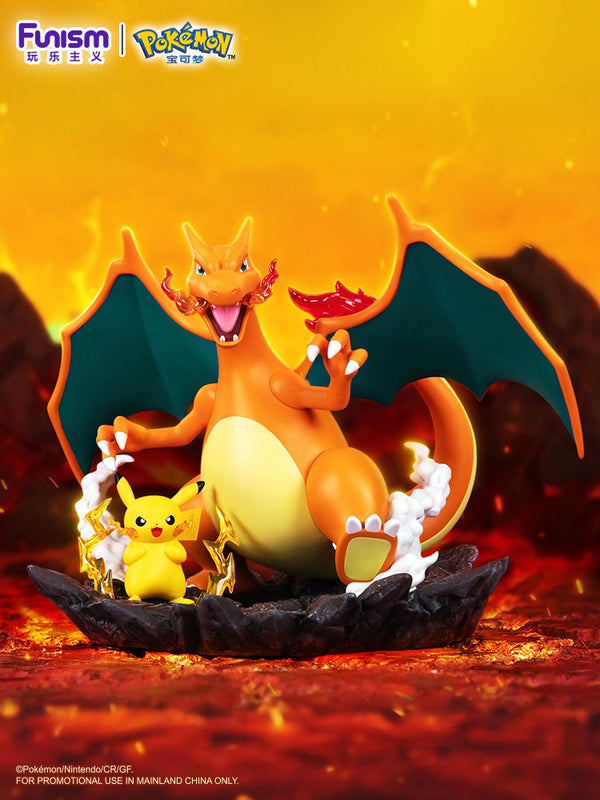 FUNISM Medium-Sized Partner Series Figurine - Pikachu & Charizard Diorama Figure