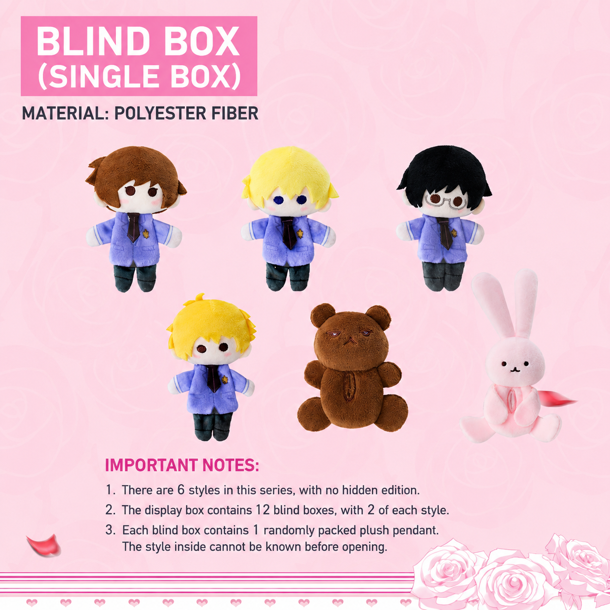 Ouran High School Host Club Plush Pin Badge Tamaki Haruhi Kyoya Deli