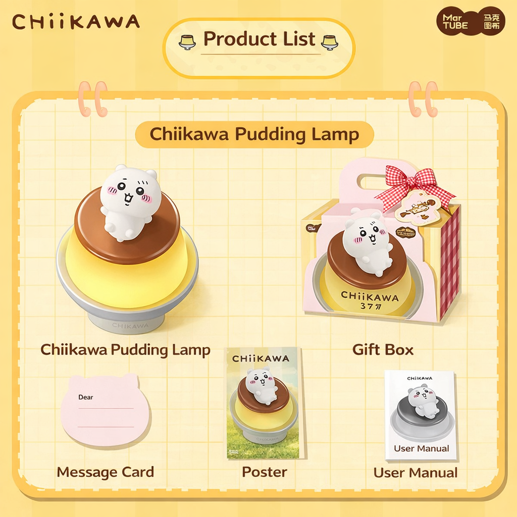Chiikawa Pudding Lamp Cute Night Light 4 Brightness Modes
