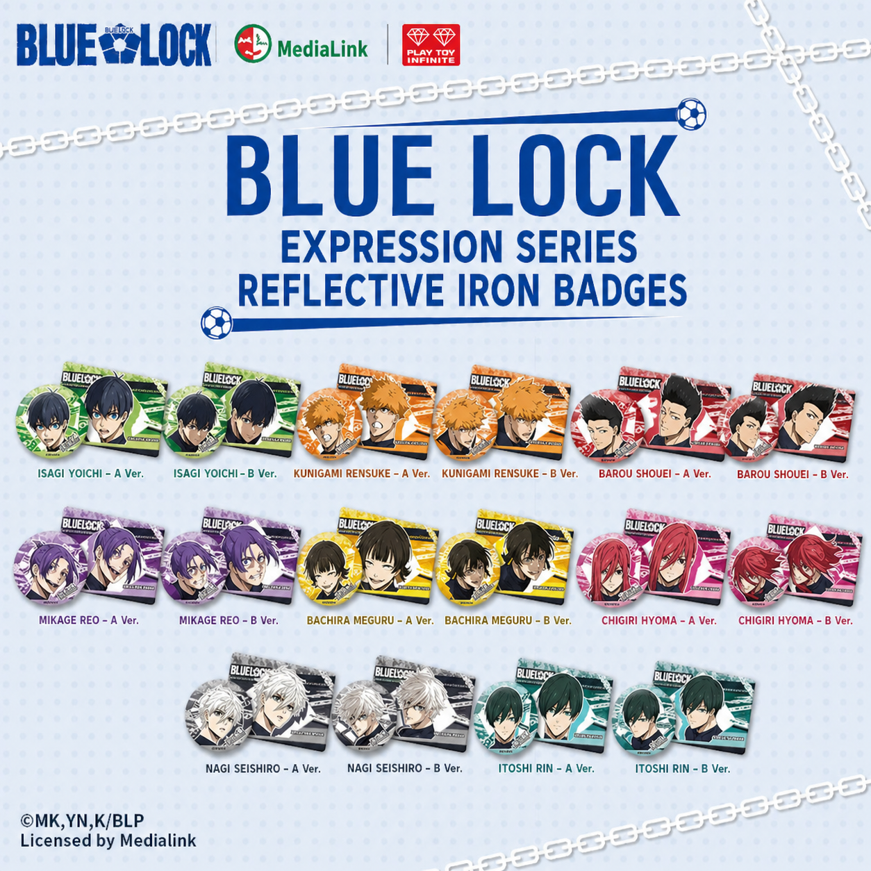 Blue Lock Can Badge Blind Pack + Character Card Reflective Series