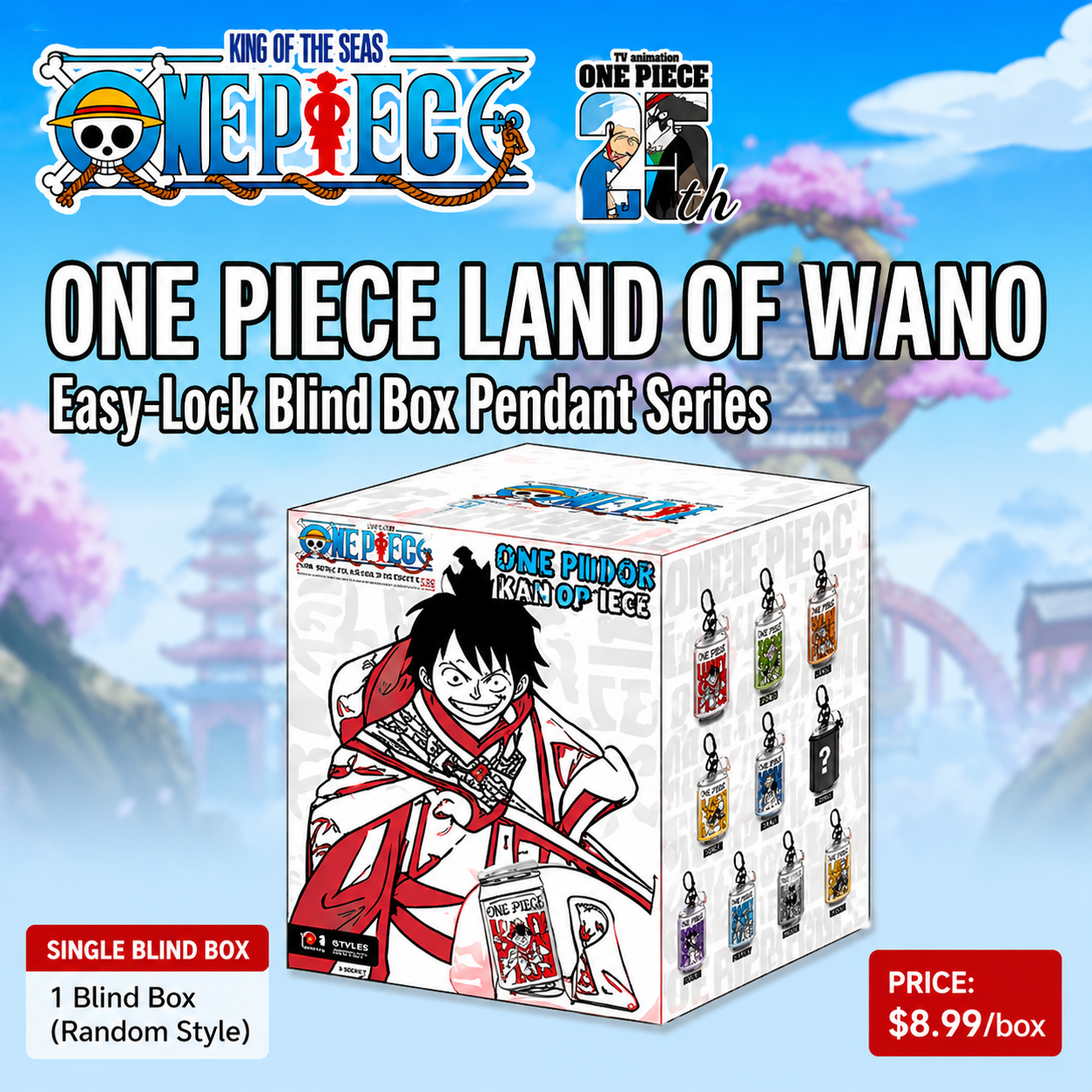 One Piece Wano Mini Can Pendant Blind Box Luffy Zoro Law Official