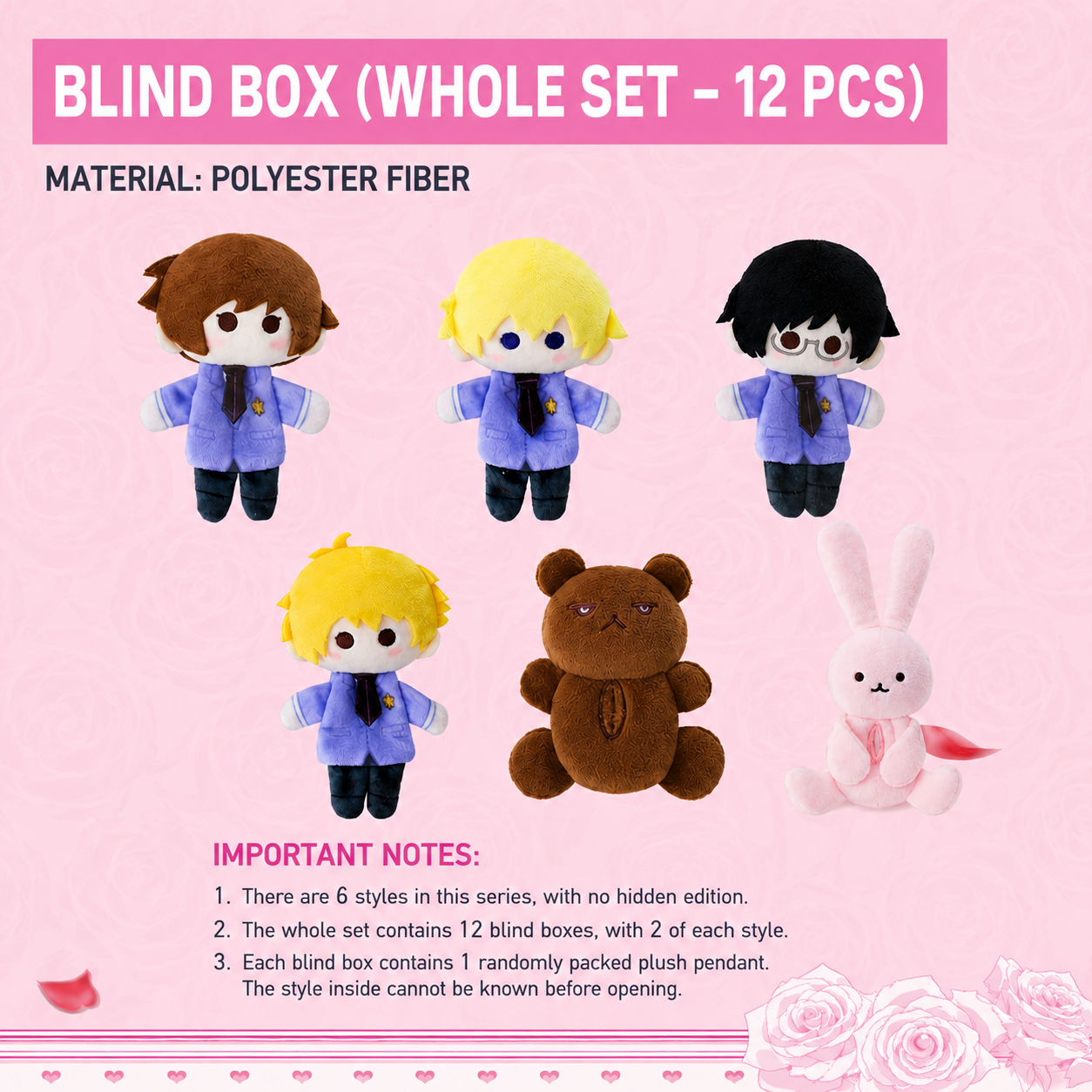 Ouran High School Host Club Plush Pin Badge Tamaki Haruhi Kyoya Deli