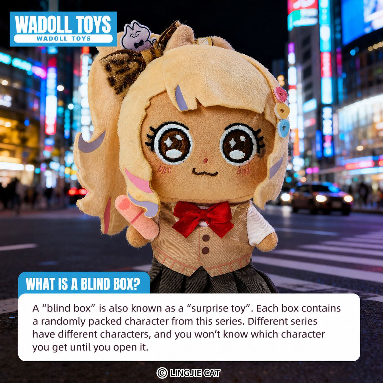 Bowtie Cat Kawaii Dress-Up Plush Blind Box | Anime Style Plush Keychain Doll