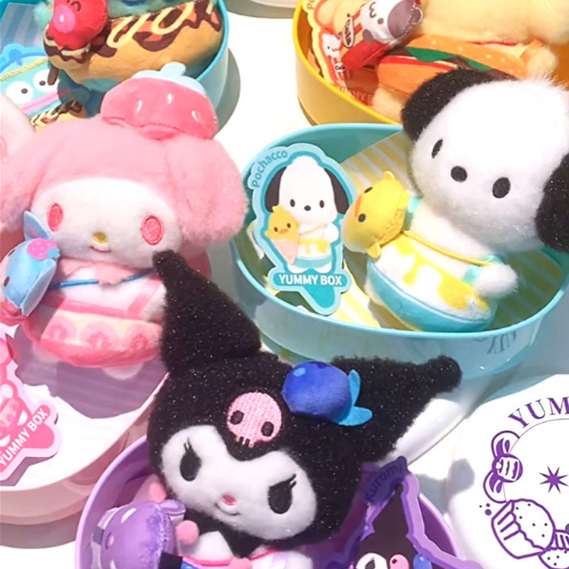 Sanrio Yummy Box Plush Blind Box Kuromi My Melody Cinnamoroll Bento Toy