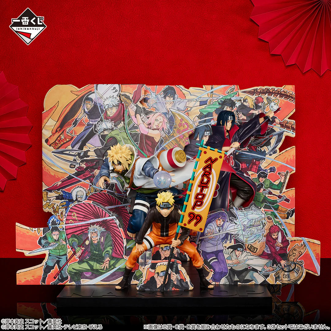 BANDAI Minato Namikaze Figure NARUTOP99 Ichiban Kuji Prize B + Kishimoto Panel