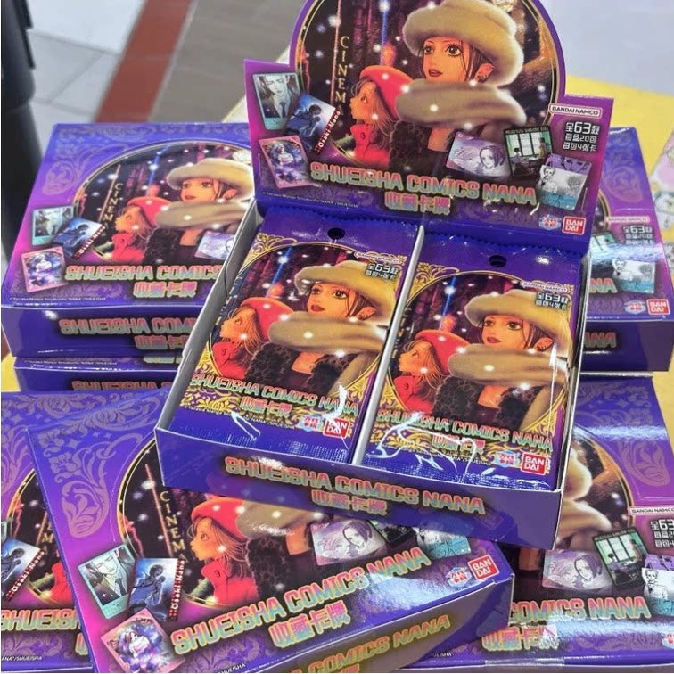 Bandai NANA trading card display with individual blind packs