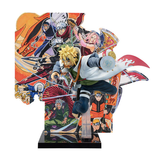BANDAI NARUTOP99 - Sumptuous and Gorgeous Ninja Picture Scroll - Minato Namikaze Figure (NARUTOP99 Commemorative background panel illustrated by Masashi Kishimoto is included.）[Ichiban-Kuji Prize B]