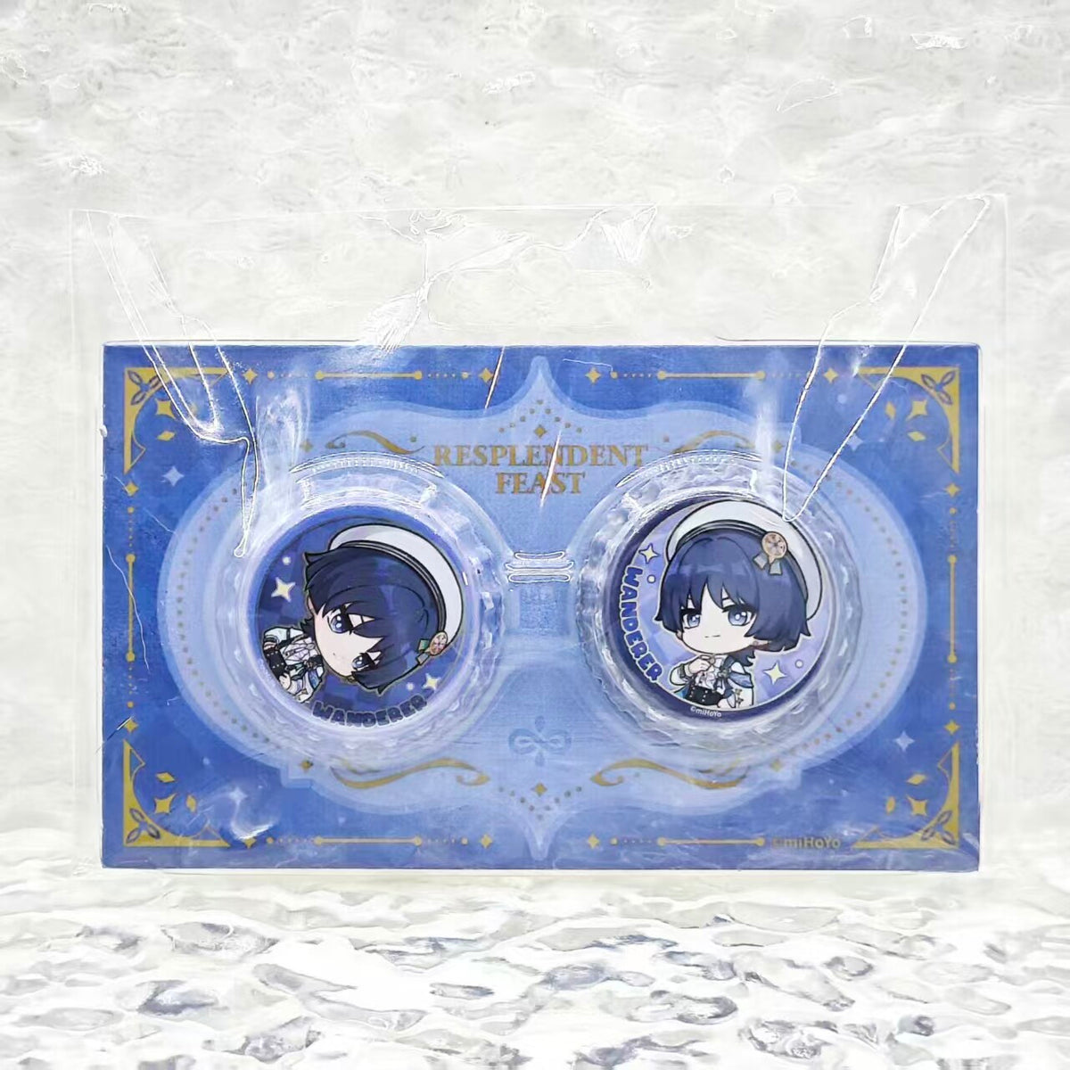 Genshin Impact Resplendent Feast Wanderer chibi bottle cap magnetic badge set, two designs