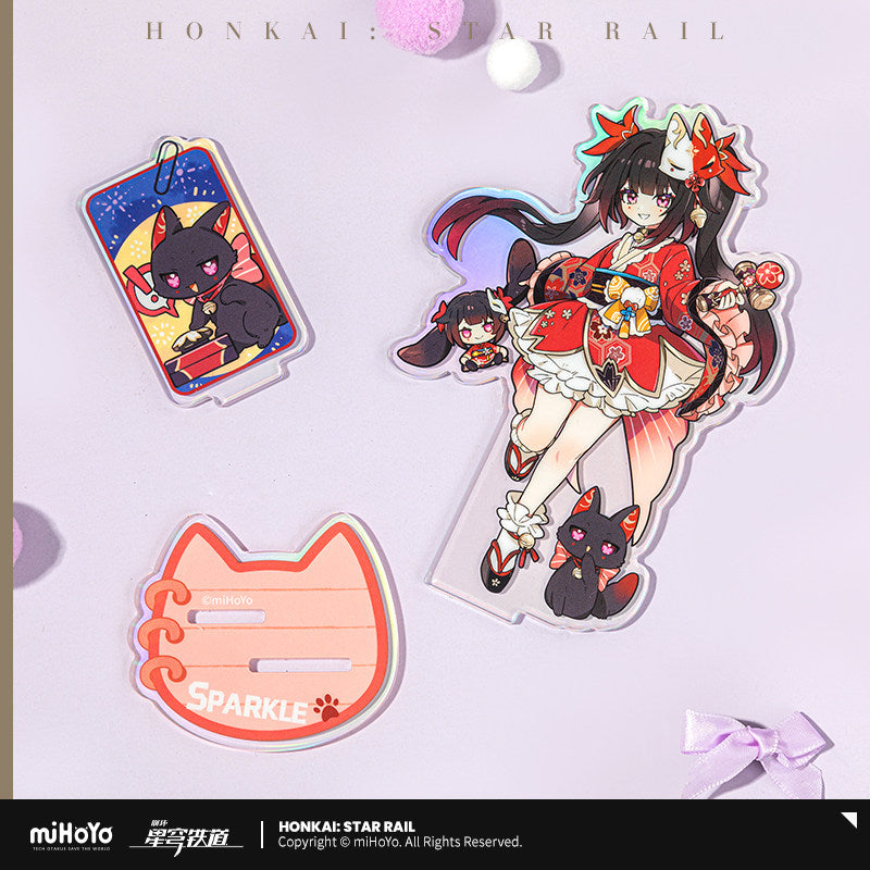 Sparkle acrylic stand parts and cat-shaped base
