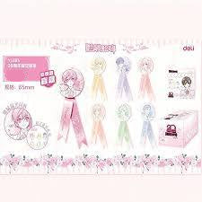 Deli Ouran YL655 anniversary ribbon badge blind box promotional overview and packaging