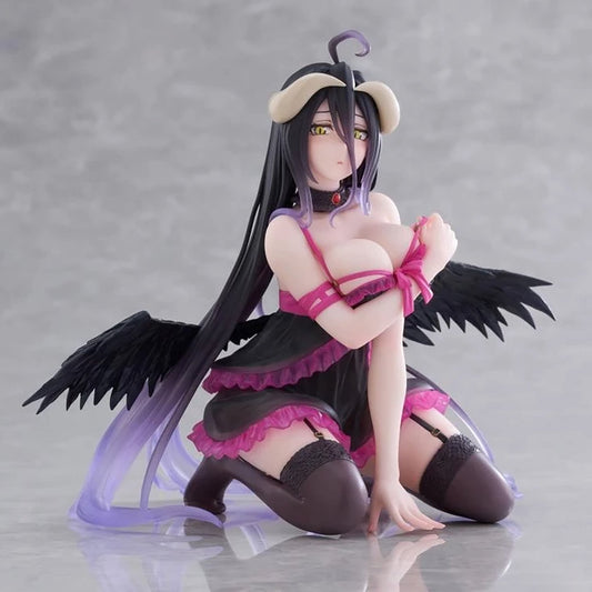 TAITO OVERLORD Albedo Desktop Cute Negligee Version figure in kneeling pose with black and pink outfit