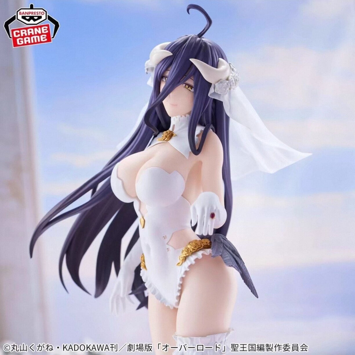 Albedo Wedding Version side view showing veil, floral ornaments and gloved hand