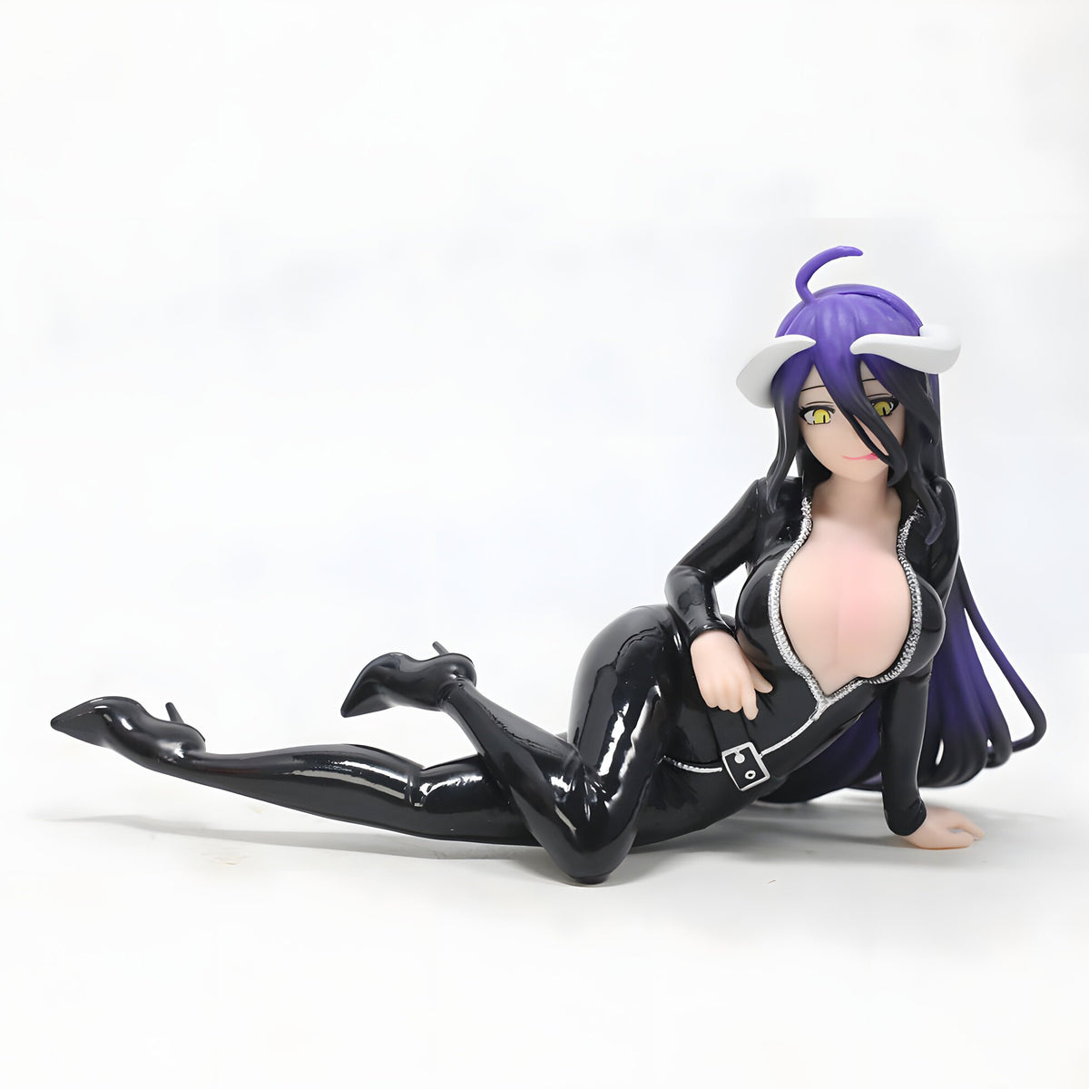 Front view of Albedo IF Relax time figure with white horns and silver zipper detailing