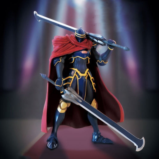 KONAMI OVERLORD Momon Mononofu figure with two greatswords, dark armor and red cape